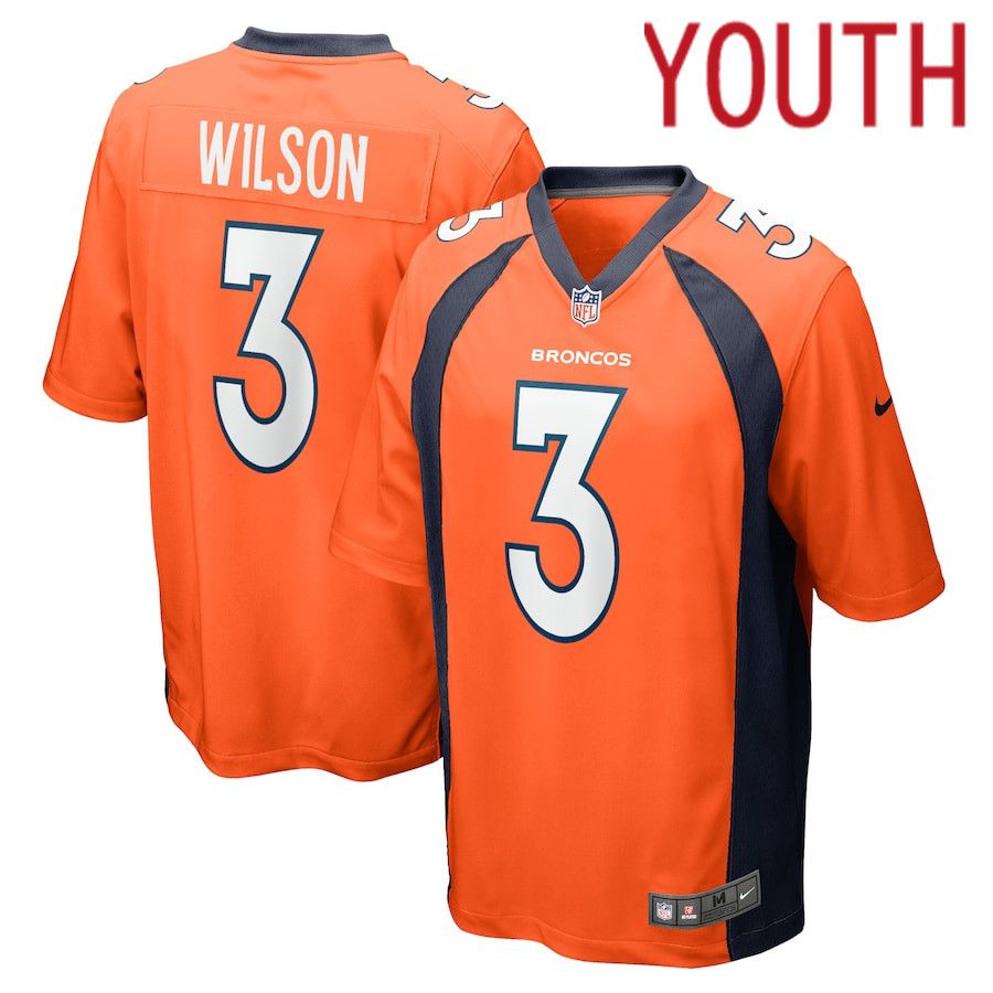 Youth Denver Broncos #3 Russell Wilson Nike Orange Game NFL Jersey->youth nfl jersey->Youth Jersey